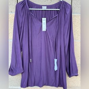 Chico’s Purple Tie Neck Blouse